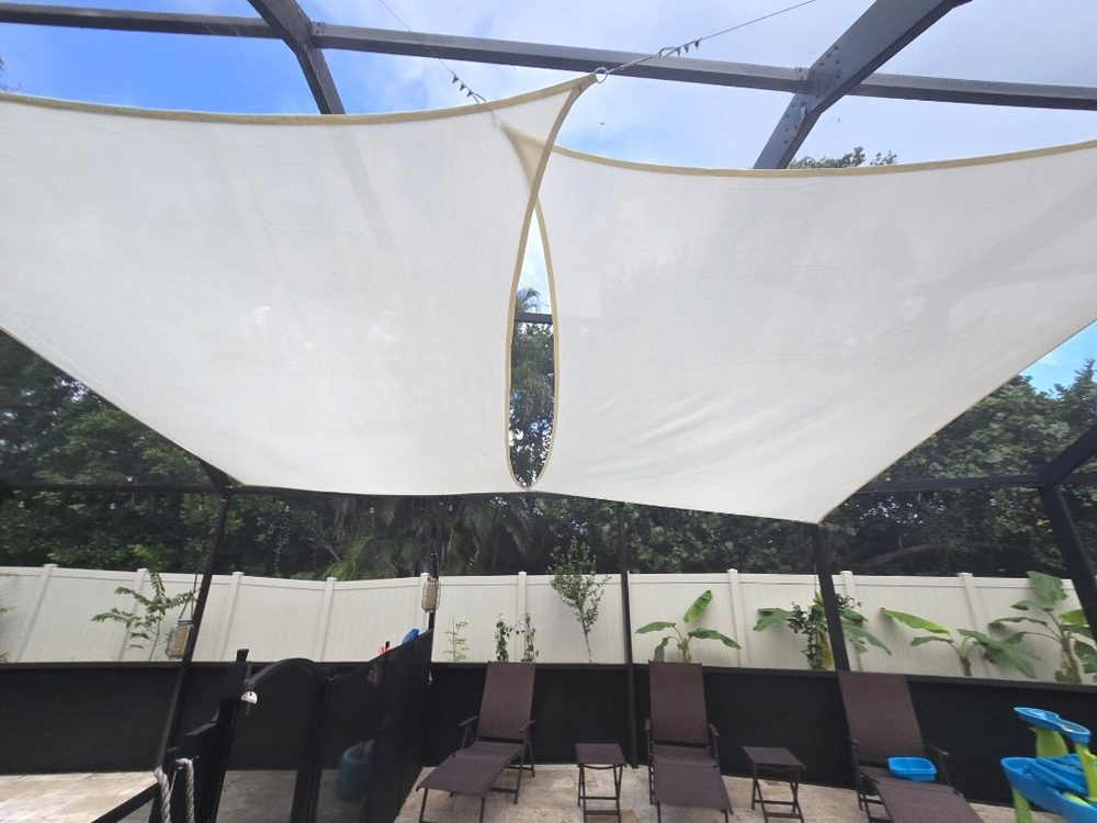 The same shade sail clean and white after cleaning
